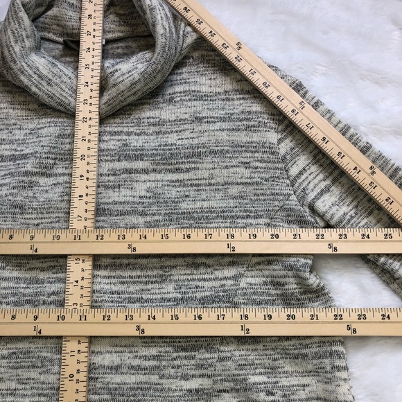 Anthropologie Saturday Sunday Sweatshirt Small gray white stripe top cowl neck - Picture 6 of 8